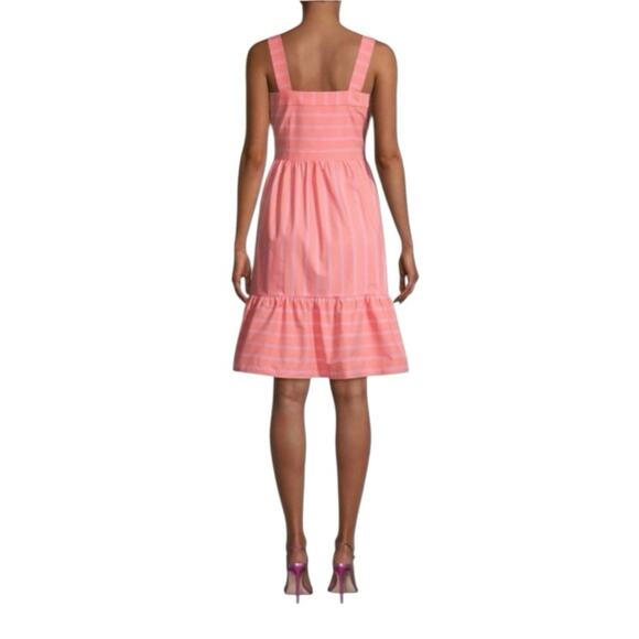 Gal Meets Glam Ariel Stripe Belted Dress NWTs Apricot Orange Pink size 12 - Picture 3 of 11